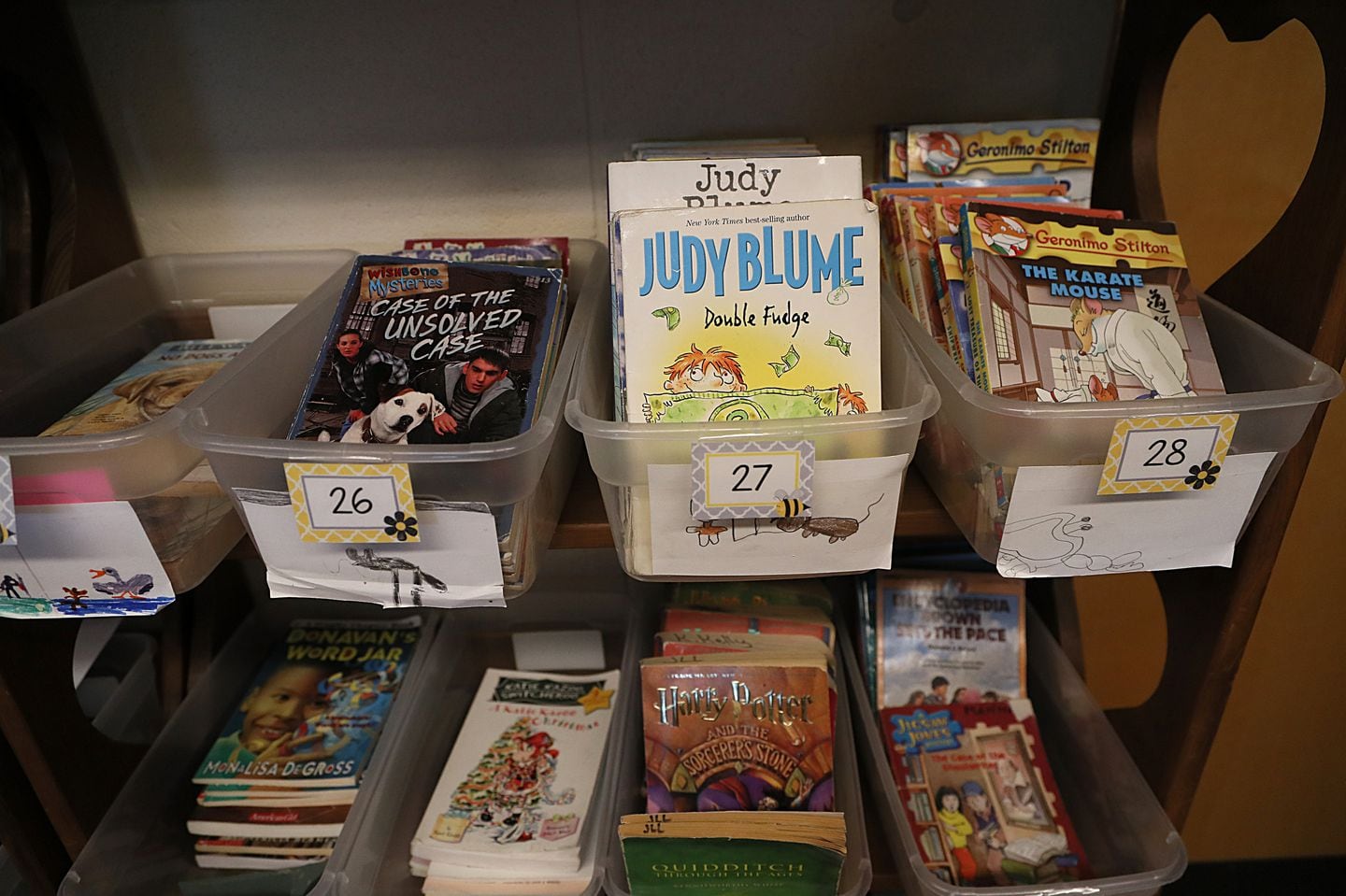 Ashfield, MA 06/13//2023,  At Sanderson Academy, books in a fourth-grade classroom. 

 Suzanne Kreiter\Globe staff