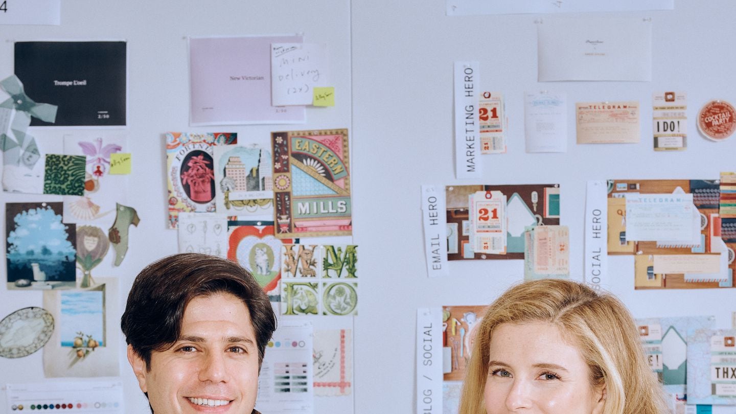 James Hirschfeld and his sister, Alexa Hirschfeld, at the Paperless Post office in Manhattan’s Financial District on May 1, 2024. When the siblings started Paperless Post 15 years ago, some saw its digital invitations as a fad. Instead, they have become a fixture of events and have spawned imitators.