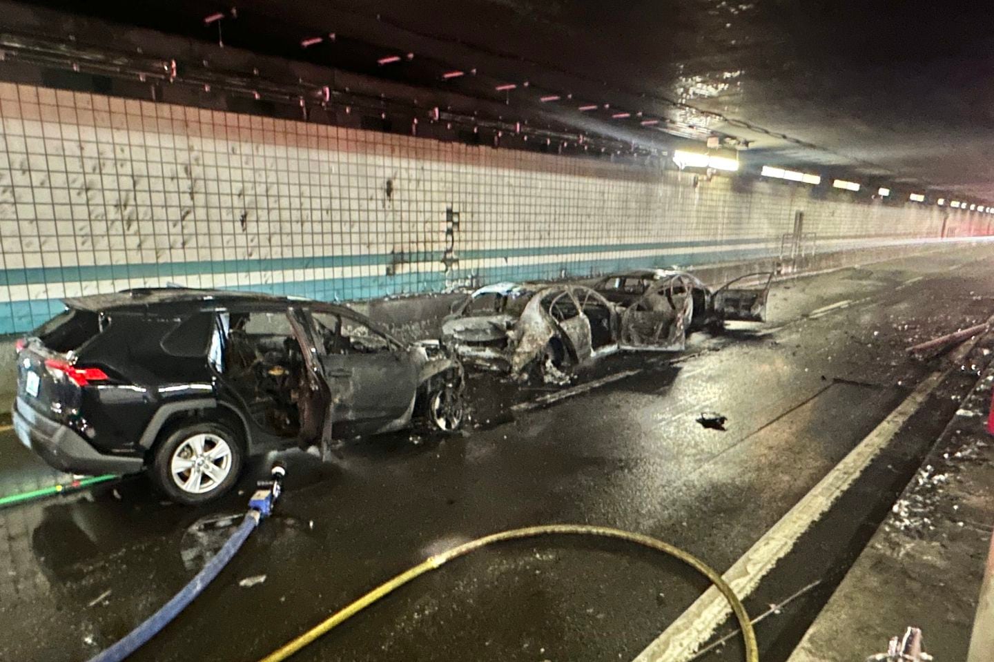 Boston firefighters were able to quickly extinguish the fire in two vehicles. A third fire took longer because it was a hybrid vehicle, the department said on X.